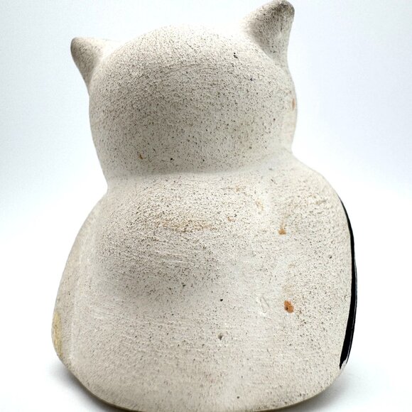 Acoma Pueblo Handcrafted Ceramic Owl Figurine Black & White Pottery - Picture 6 of 7